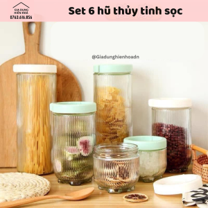 Set 6 hủ thủy tinh dọc sọc