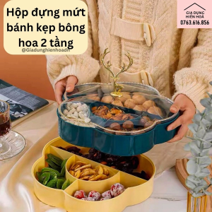 Hộp đựng mứt bánh kẹo bông hoa 2 tầng