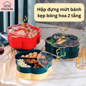 Hộp mứt bông hoa 2 tầng