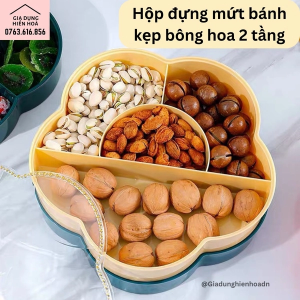 Hộp mứt bánh kẹo bông hoa 2 tầng